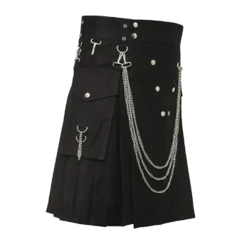 Black Deluxe Kilt With Chain