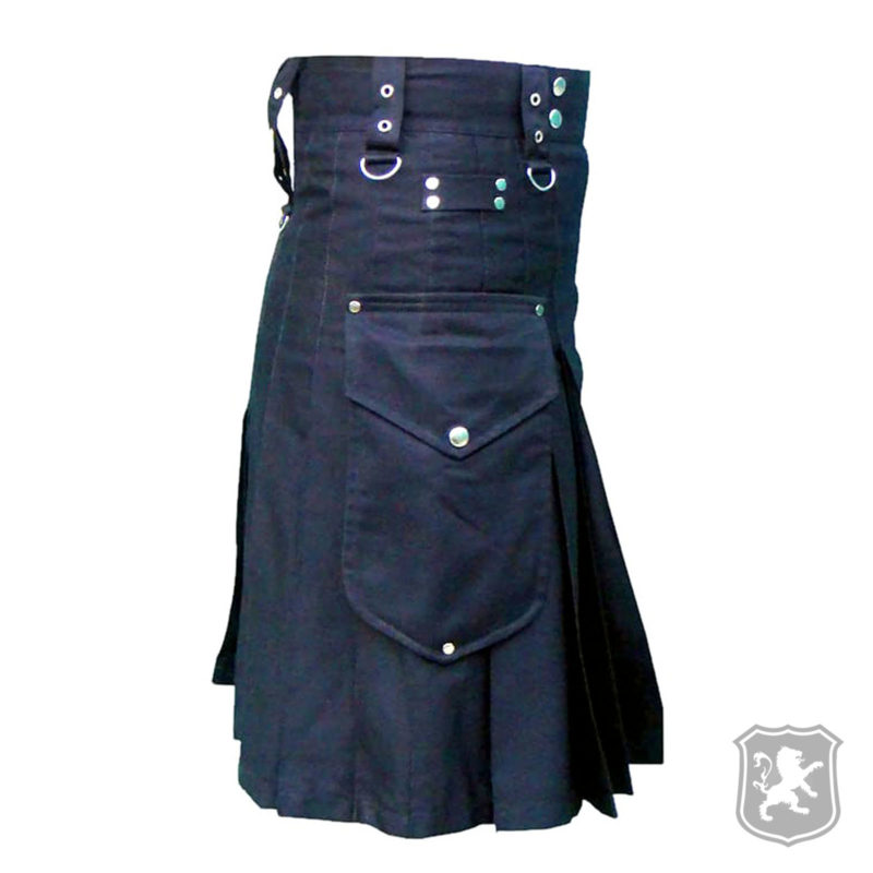 Stylish Black Utility Kilt For Men - Made To Measure Kilt