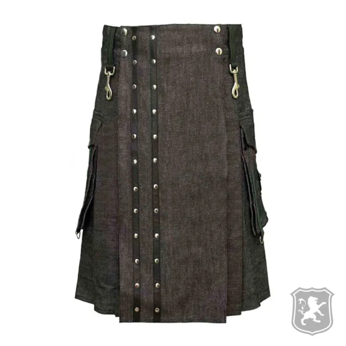 Heavy Denim Kilt With Straps - Image 2