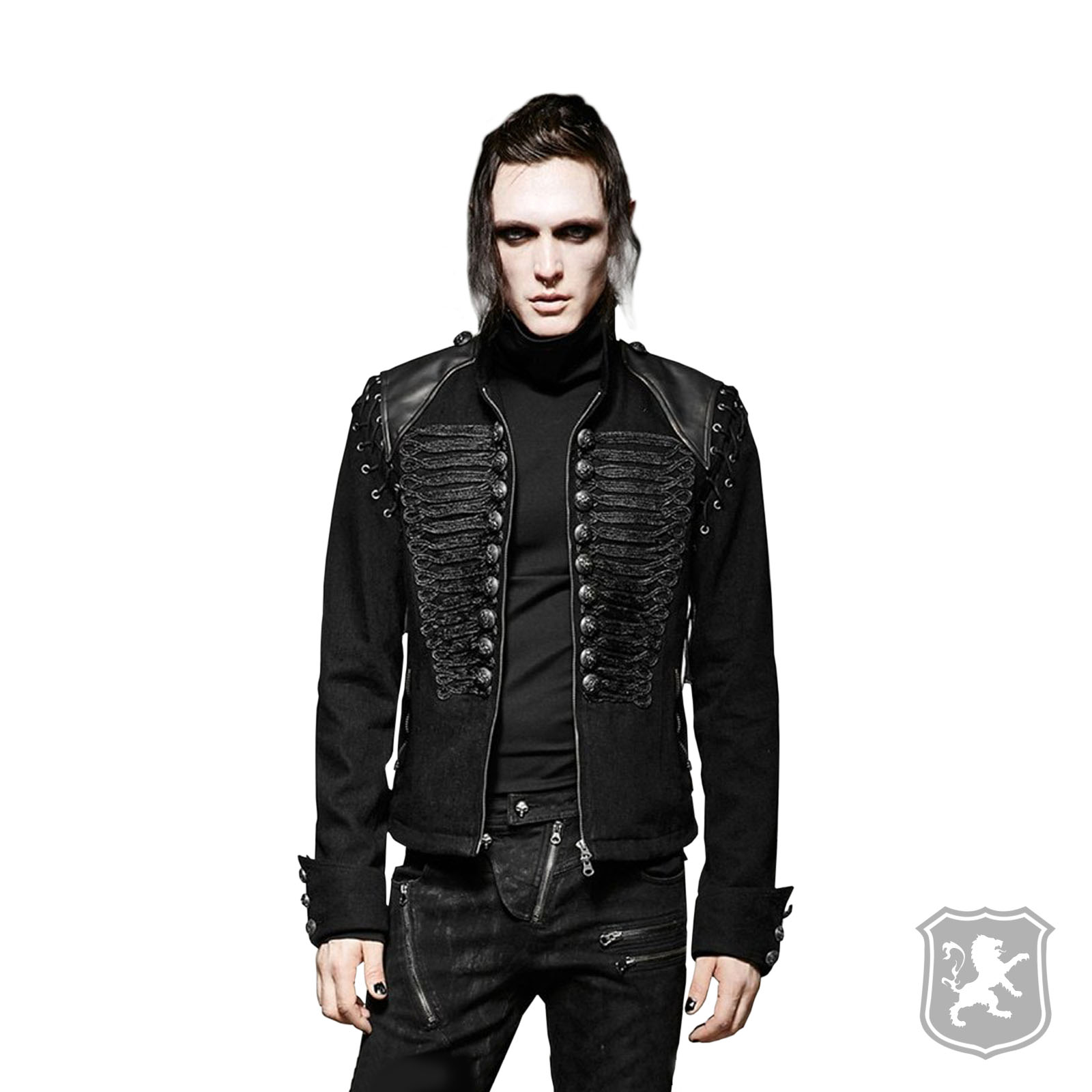 Black Braided Gothic Denim Jacket - Zone