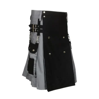 Dual-Toned Black & Grey Utility Kilt