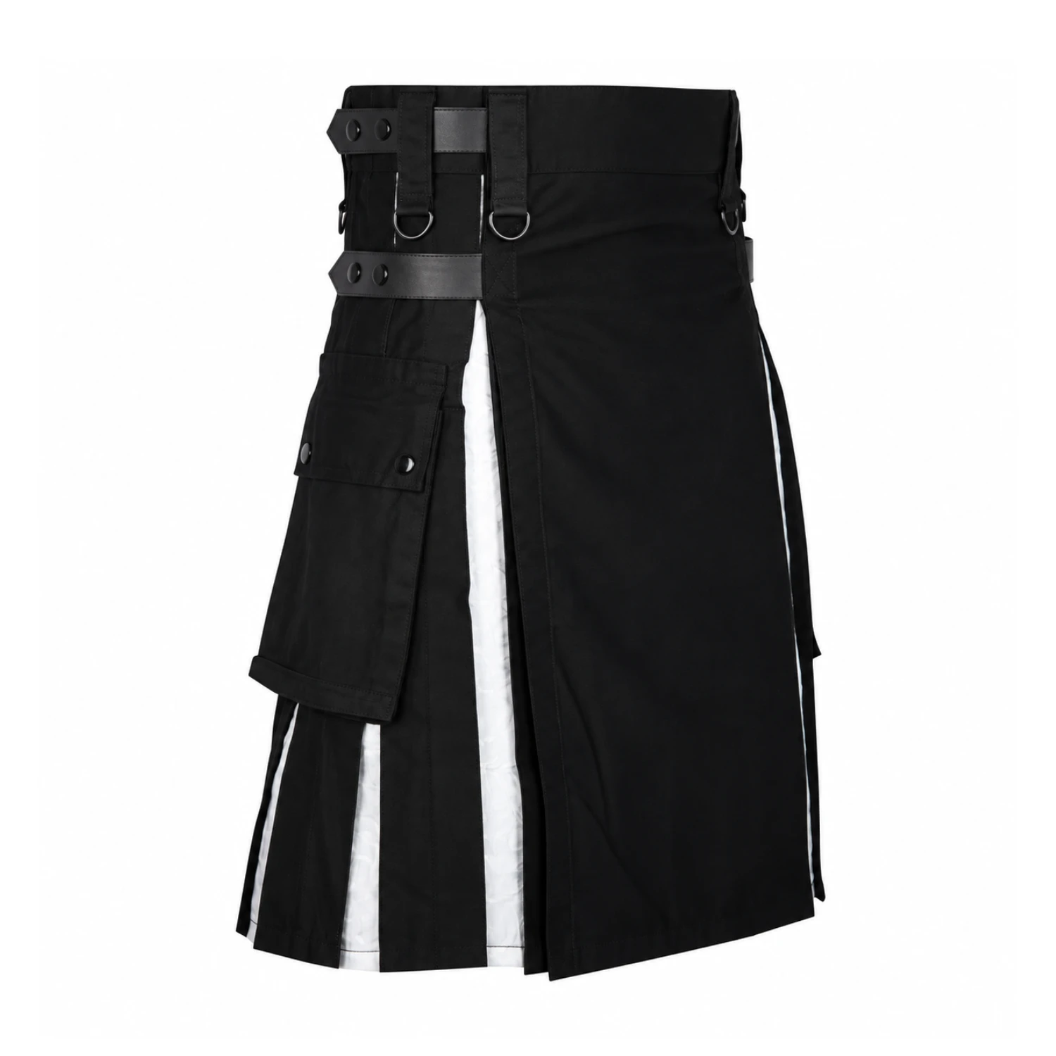 Modern Black & White Utility Kilt - Image 3