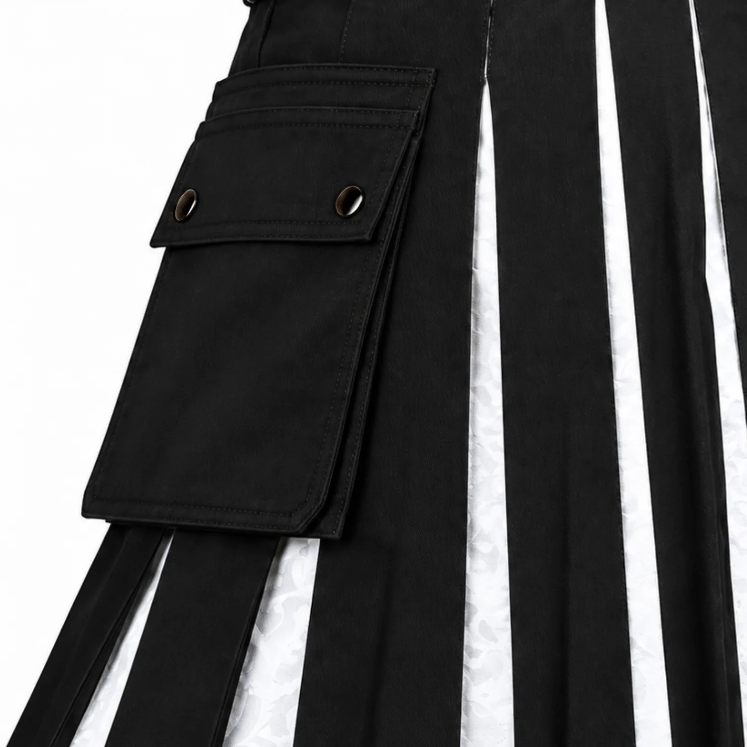 Modern Black & White Utility Kilt - Image 5