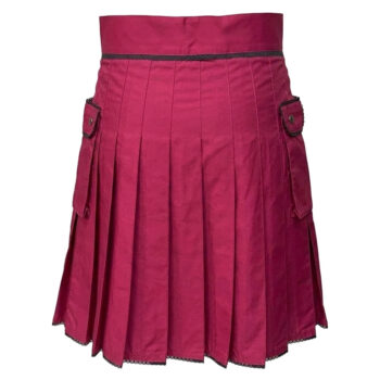 burgundy utility kilt for men handmade cotton, burgundy kilt,
