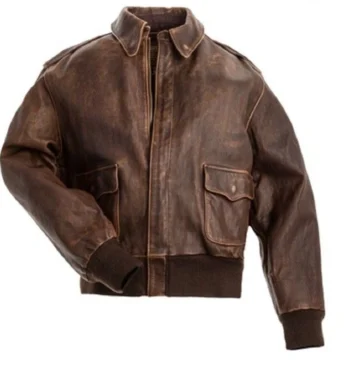 Men's Air Force Pilot Real Leather Jacket Aviator A-2 Flight Bomber Jacket